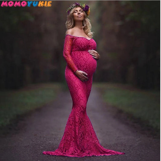 Sexy Shoulderless Maternity Dresses Photoshoot Ruffles Pregnancy Maxi Gown Pregnant Women Dress Photography Props Mermaid Dress