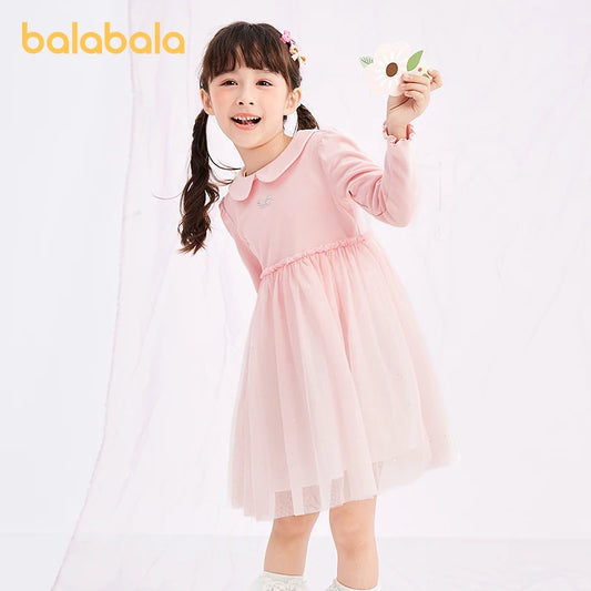 Balabala Toddler 2023 Girl Dress Autumn Princess Dress Gauze Fashion Sweet Comfortable Dress