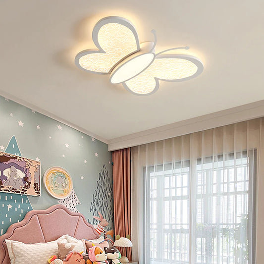 Creative Butterfly Shape Led Ceiling Light Child Bedroom Modern Iron Acrylic Lamps Study Living Room Cloud Chandelier Home Decor