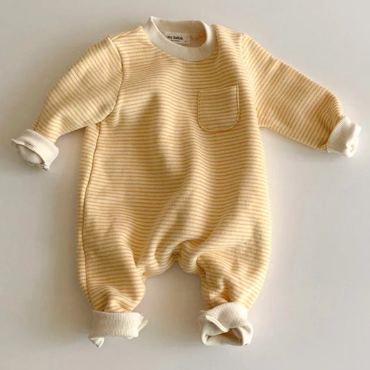 2023 Autumn New Baby Boy Girl Long Sleeve Romper Cotton Newborn Fashion Striped Jumpsuit Infant Simple Casual Clothes 0-24M