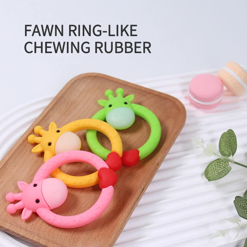 1pcs Baby Teether Toys 0 To 12 Months Training Grip Strength Baby Chewing Toy Cute Deer Newborn Health Molar Chewing Accessories