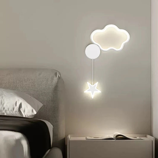 Modern LED Wall Lamp Cloud Star Moon Black and White Lighting For Children's Room Study Bedroom Living Room Indoor Wall Decor