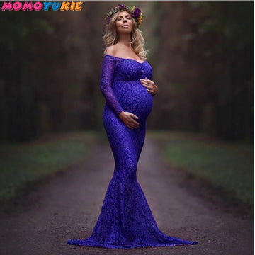 Sexy Shoulderless Maternity Dresses Photoshoot Ruffles Pregnancy Maxi Gown Pregnant Women Dress Photography Props Mermaid Dress