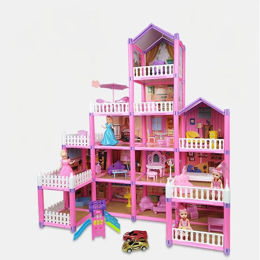 Children Simulation Doll House Villa Pretend PlayHouse Assembled Doll Castle Manual Princess Castle Girl Toy Gift Toy House Kid