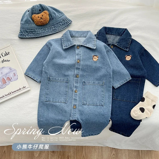 2024 Baby Clothes Infant Boys Girls Clothes Denim Jumpsuits for Infants and Newborn Super Cute Outdoor Crawling Outfit Rompers