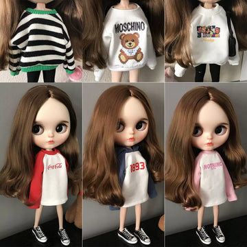 Cute Blyth Doll Spring Autumn Sweatshirt bf style Doll Hoodie Suit For licca azones ob24 ob27 Doll Body (Without shoes and doll)