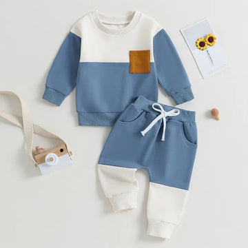 Baby Boys Fall Winter Clothes Long Sleeve Crewneck Sweatshirt and Pants 2PC Sweatsuit Casual Outfits for Toddlers