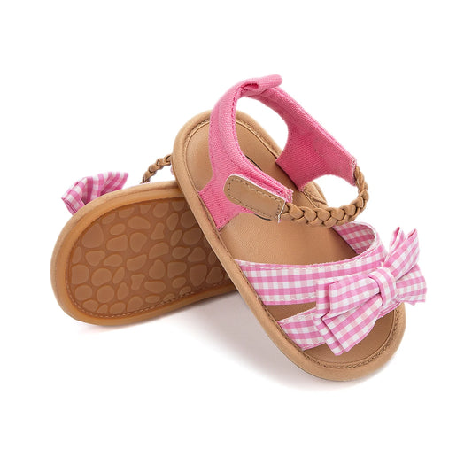 KIDSUN 2021 New Product Baby Sandals Infant Girls Shoes Bow-knot Princess Rubber Sole Non-slip Toddler First Walkers 2-colors