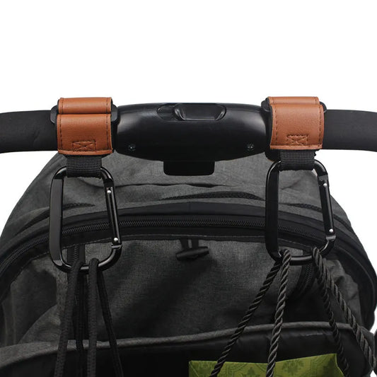 2pcs PU Leather Baby Bag Stroller Hook Rotatable Cart Organizer Pram Hook Pram Rotate 360 Degree Stroller Accessories