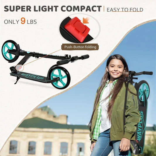 Kick Scooter for Ages 6+,Kid,Teens & Adults.Max Load 240 LBS.Foldable, Lightweight,8IN Big Wheels,4 Adjustable Levels Scooters