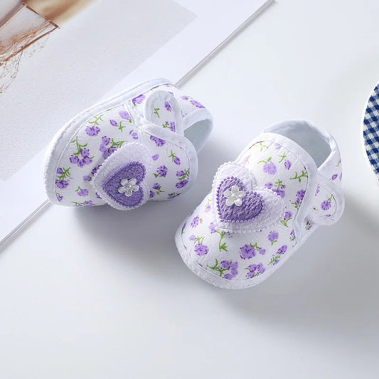 Newborn Baby Shoes Girl Bow Decorated Floral Cloth First Walkers Soft Sole Crib Toddler Shoe Soft Causal Shoes