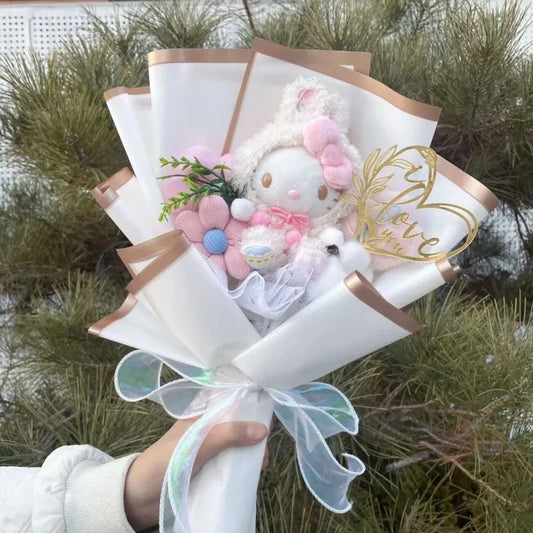 Cartoon My Melody Kuromi Cinnamoroll Kt Cat Plush Doll Creative Flower Bouquet Valentine Christmas Graduation Birthday Gift