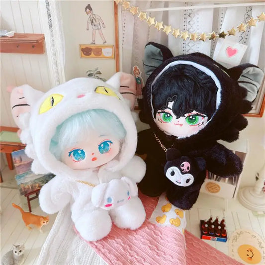 Anime Doll Clothes for 20cm Cartoon Suzume No Tojimari Cat Fluffy Coat Suit DIY Clothes Accessory for Fat Body Plush Cotton Doll
