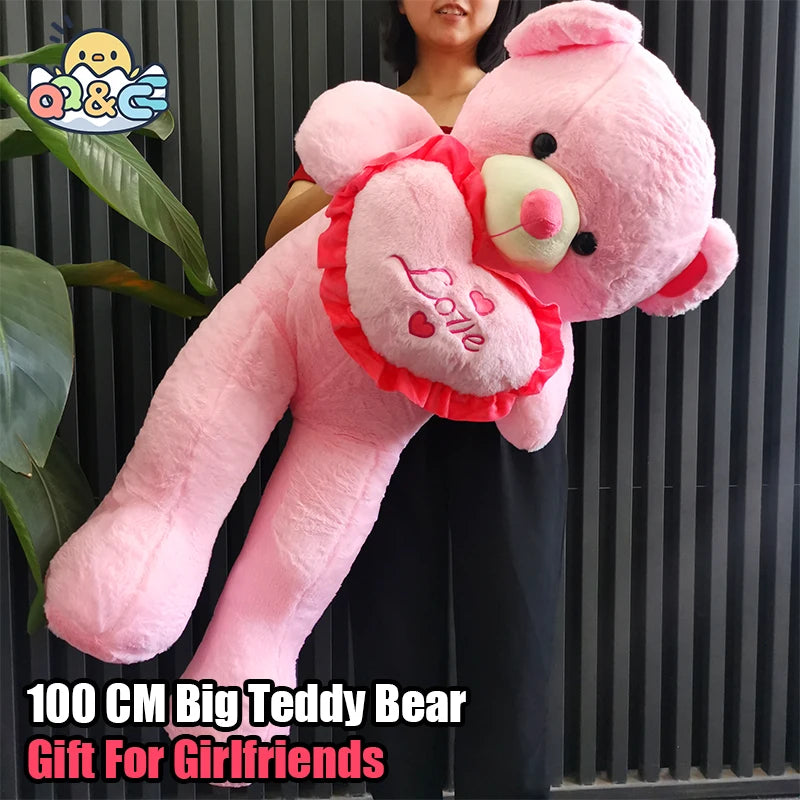 100cm Big I LOVE YOU Teddy Bear Plush Toy Lovely Huge Stuffed Soft Bear Doll Lover Bear Kids Toy Birthday Gift For Girlfriends