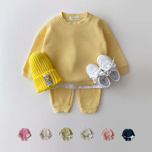 2PCS New  Baby Set Boys  Girls Sports Suit Toddler  Solid Color Suit Infant Outfit Autumn Winter Spring Baby Boy Clothes