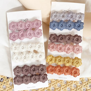 6Pcs Flower Hair Clip for Baby Lovely Embroidery Hairpin Hair Accessories for Girl Fresh Sweet Children Toddler Barrettes