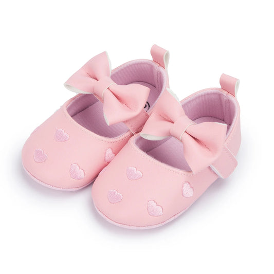 KIDSUN 2021 New Baby Girl Shoes Infant Toddler Princess Dress PU Non-slip Flat Soft-sole Cute Bow-knot First Walkers Newborn