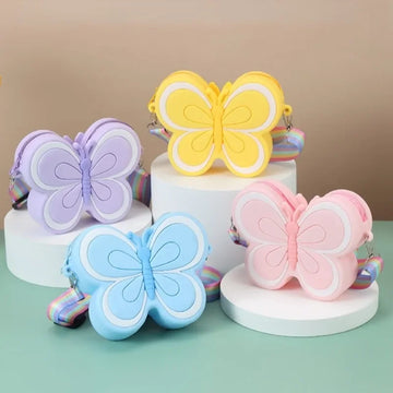 가방 Lovely Bow Children's Silicone Shoulder Bags Cute Butterfly Shape Baby Girls Crossbody Bag Candy Color Kids Small Coin Purse