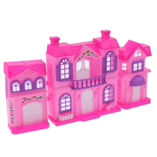 2 Storey Doll Mini Villa Dream House for Barbie Doll Kids Pretend Play Toy Random Color