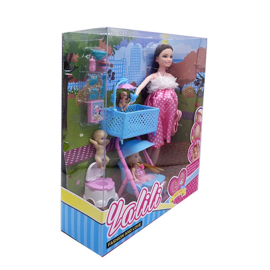 Doll House Stroller Accessories For Barbie 11.5'' Pregnant Dolls with Baby Doll Birthday Christmas Gift with Pretty Box Kid Toys