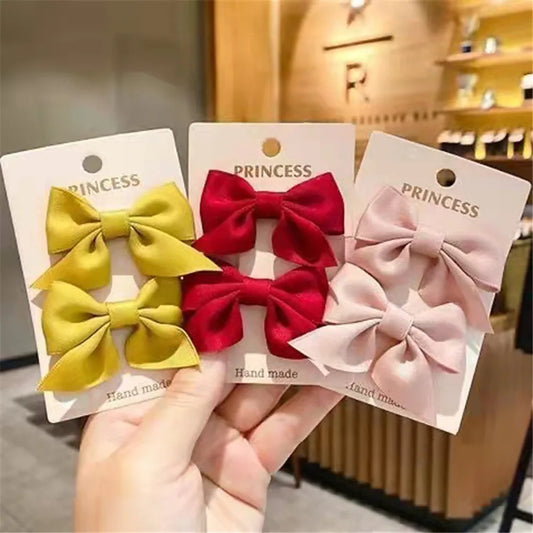 2pcs Baby Girl Bow Tiara Sweet Birthday Party Princess Hair Clips Kids Fashion Accessories Set Children A Pair Of Hairpins