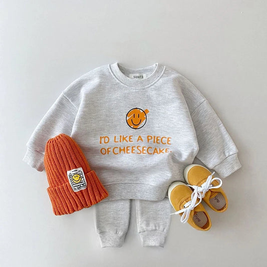 Autumn Winter Baby Boys 2PCS Casual  Clothes Set Cotton  Letter Smile  Long Sleeved Top+ Pants Suit Toddler Boys Outfits