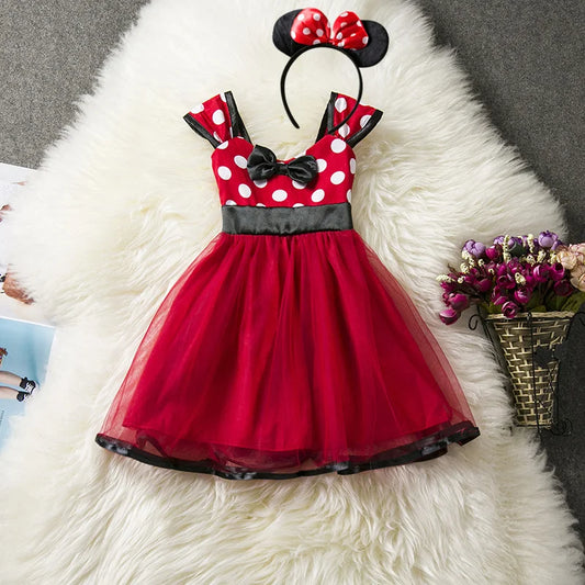 Cute Baby Girls Dress Toddler Kids Halloween Carnival Party Costume Polka Dot Christmas Clothes Children Birthday Fancy Dress Up
