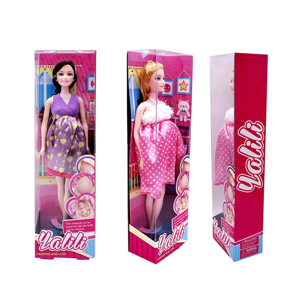 Fashion Doll House Accessories for Barbie Pregnent Dolls +1 Baby doll+1 Dress with Pretty Box Birthday Gift Present Kids Toys