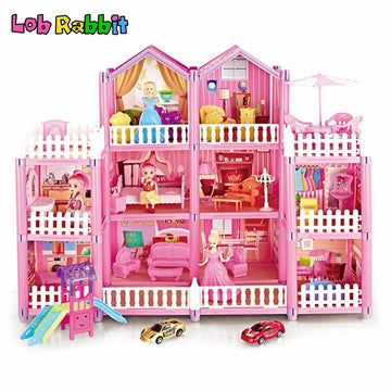 DIY Doll Houses Girls Princess Dream Castle Villa Dollhouse Accessories Furniture Bed Set Kids Pretend Toys Girl Birthday Gifts