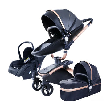 Free and Fast Shipping PU Leather 3 in 1 Baby Stroller High Landscape Portable Luxury Carriage Aulon Pram on 2020