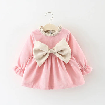 Princess Newborn Kids Baby Girl Bowknot Party Pageant Clothes Big Warm Party Wedding Winter Dress Long Sleeve Thick Tutu