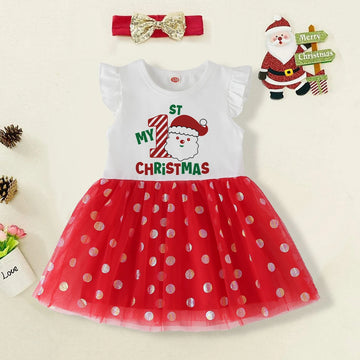 My 1st Christmas Printed Newborn Baby Dress Girls Toddler Kids Deer Children Dresses Little Infant Princess Xmas Party Outfits