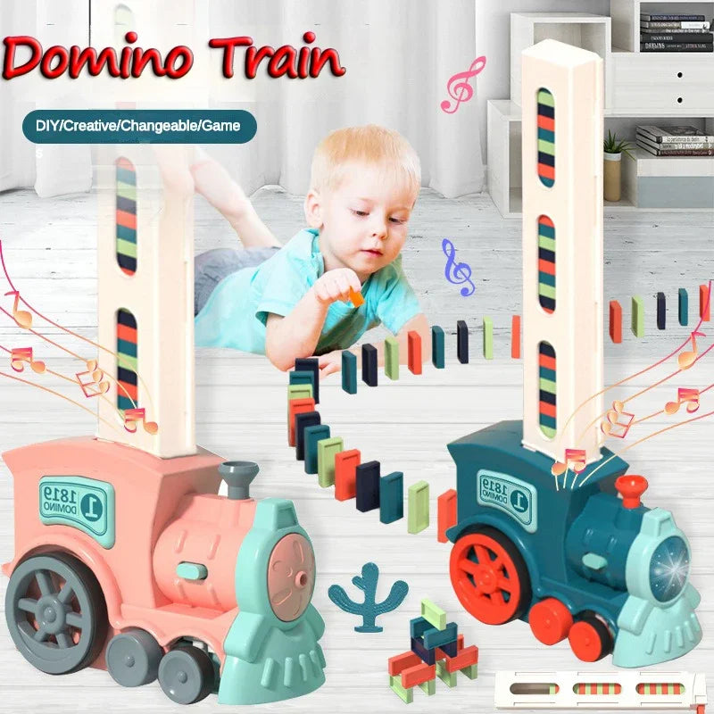 Children's Toys Domino Train Electric Car Kids Automatic Laying Dominoes Set Brick Blocks Kits Children's Games for Boys Gift