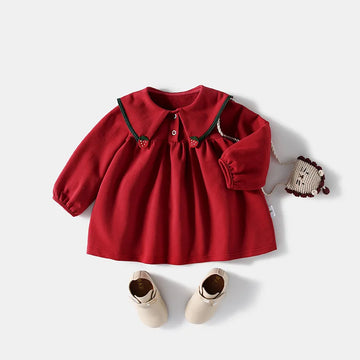 Baby Christmas Party Girls Dresses Winter Baby Cotton Xmas Knitted Sweater Dress New Autumn Long Sleeve Red Princess Dresses