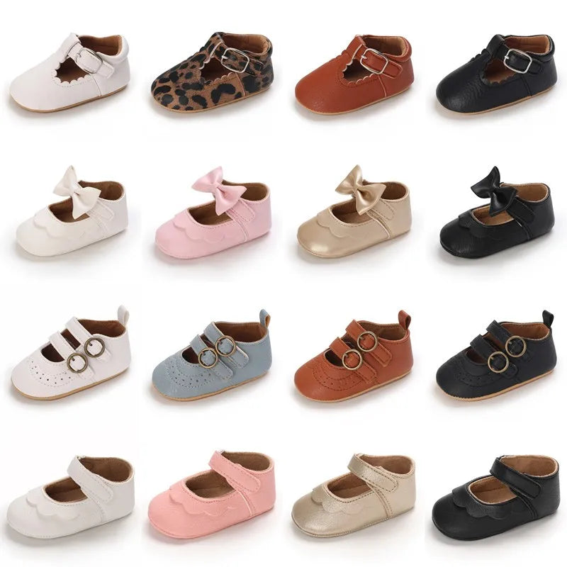 New Baby Shoes Baby Boy Girl Shoes Leather Rubber Sole Anti-slip Toddler First Walkers Infant Crib Shoes Newborn Girl Moccasins