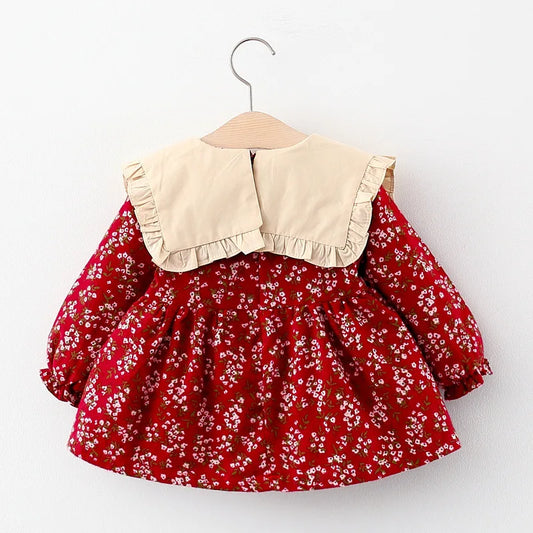 2023 Winter Children's Wear Girl's Spring and Autumn New Long Sleeve Dress Baby Girl Baby Korean Flower Princess Dress