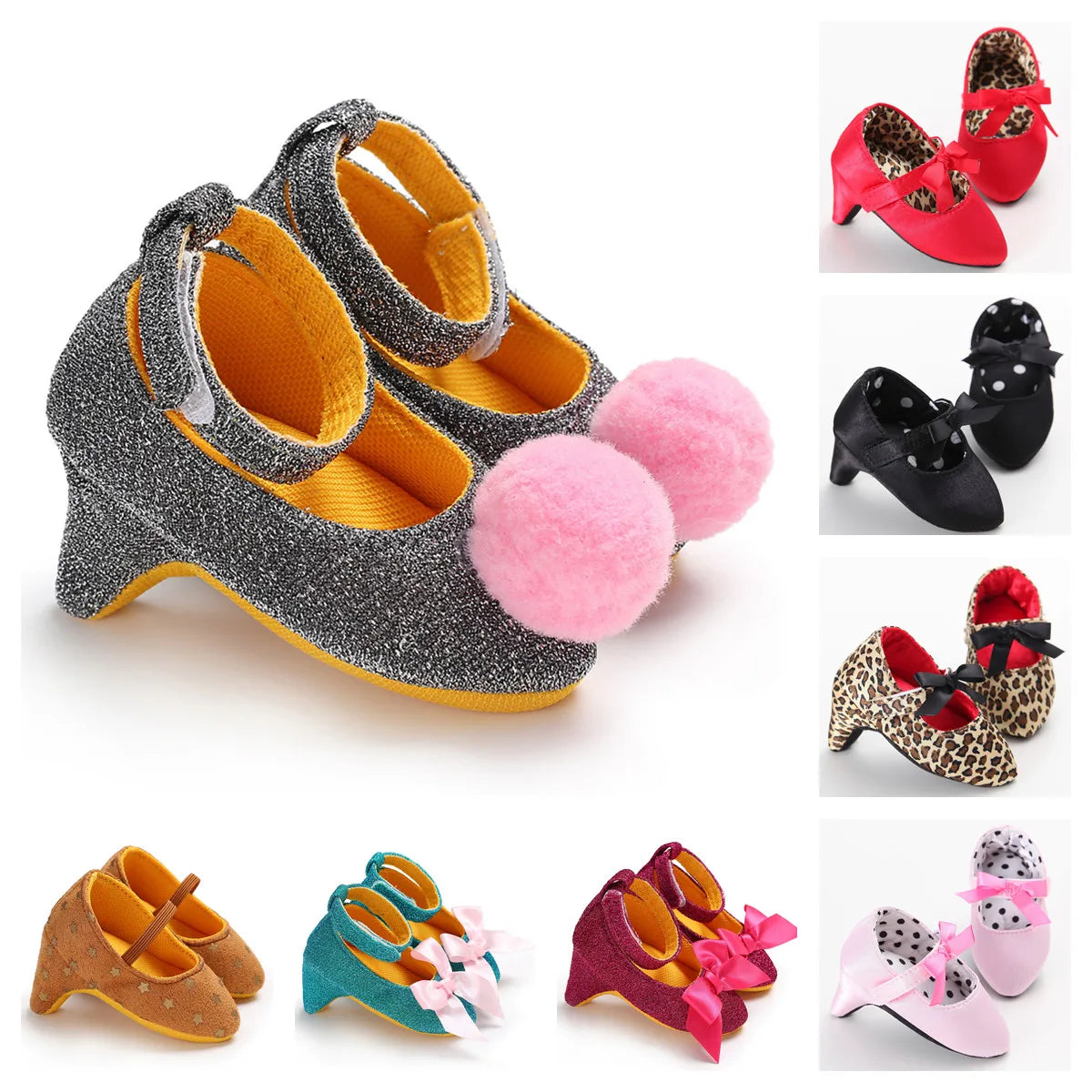 New spring And Autumn Baby Girls Non-slip Toddler Shoes Baby Girls Beautiful Bow High Heels Baby Girls High Heels Toddler Shoes