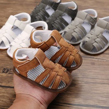 2023 NEW 0-18Months Kids Newborn Baby Boys Fashion Summer Soft Crib Shoes First Walker Anti Slip Sandals Shoes Soft Sole