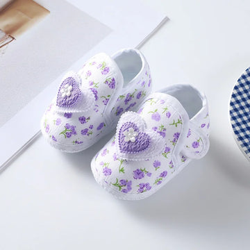 Newborn Baby Shoes Girl Bow Decorated Floral Cloth First Walkers Soft Sole Crib Toddler Shoe Soft Causal Shoes