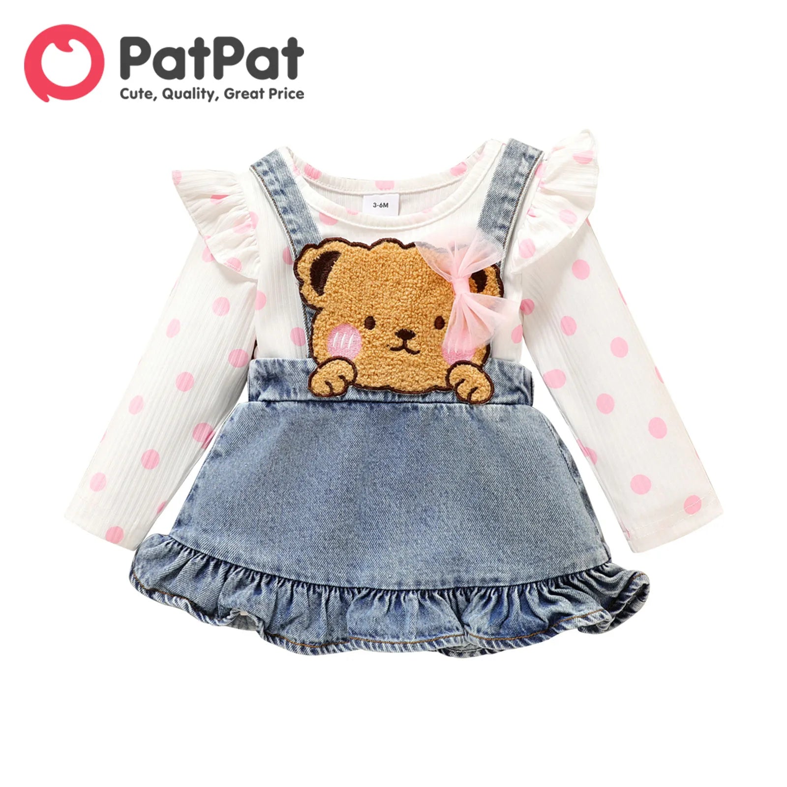 PatPat Dress Newborn Baby Girl Clothes New Born Babies Items Costume 2pcs Jumpsuit Romper Overall 100% Cotton Bear Set