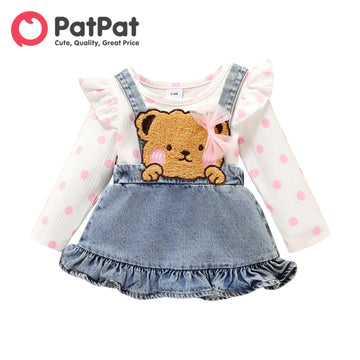 PatPat Dress Newborn Baby Girl Clothes New Born Babies Items Costume 2pcs Jumpsuit Romper Overall 100% Cotton Bear Set