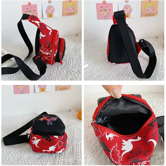 Cute Cartoon Toddler Baby Harness Outdoor Travel Backpack Children's Bags Unisex Cross-body Handsome Dinosaur Chest Bag