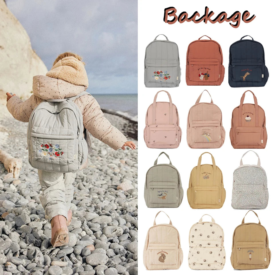 KS Brand Mommy Bag Travel Children Kid Cherry Backpack Primary Schoolbag Baby Waterproof Print Kindergarten Bags Boys Girls Gift