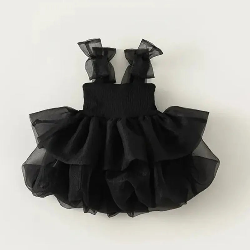 Baby Girl Wedding Party Dress Summer Tutu Girl Costume for Kids Evening Ball Gown Princess Children Black Pink Sling Clothes
