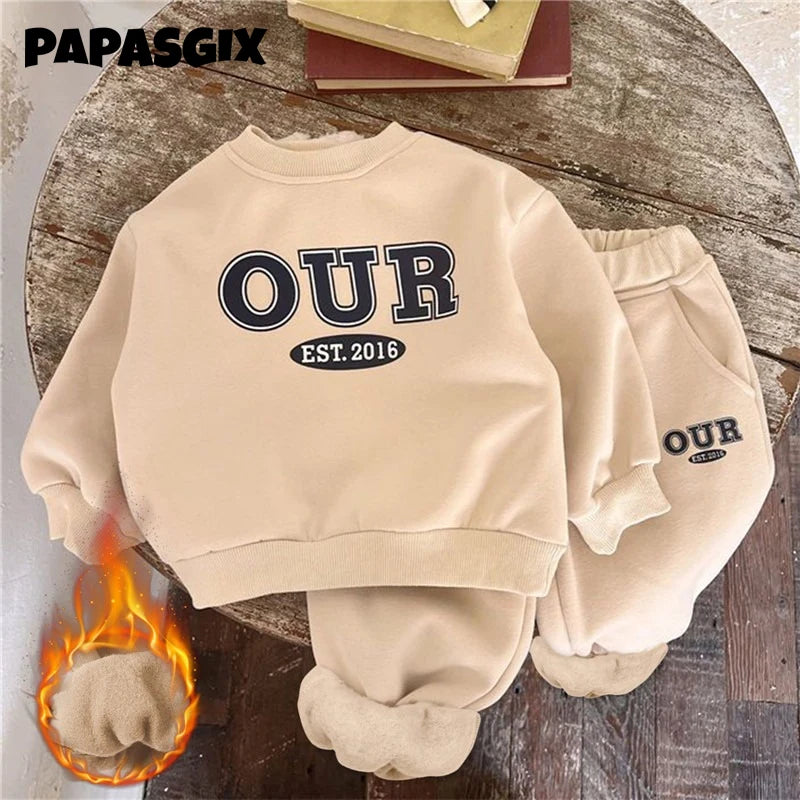 Winter Baby Boy Girl Clothing Sets Children Pullover Sweatshirts + Simple Solid Cotton Sports Pants 2pc Kids Clothes Boy New