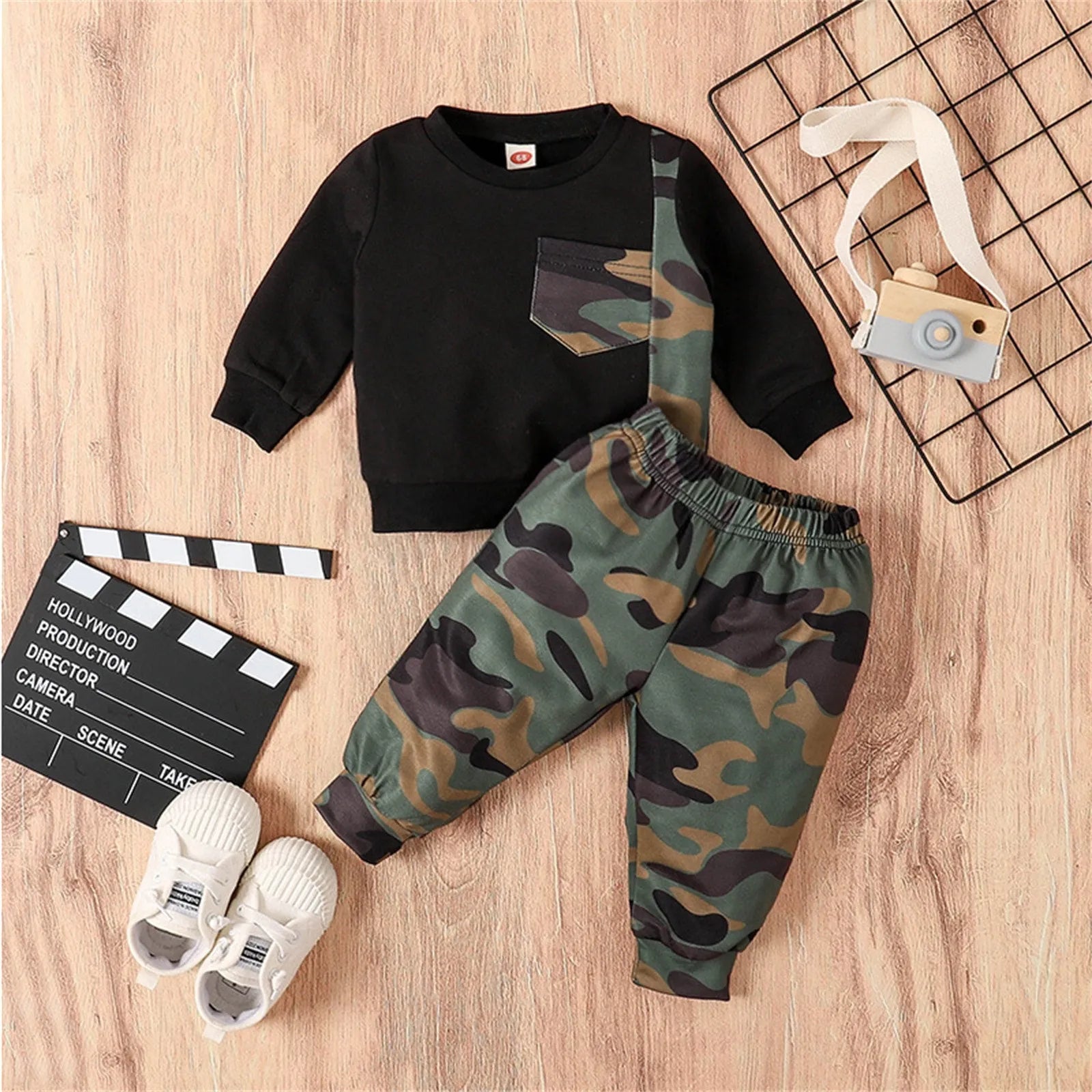 0-24 Months Newborn Infant Baby Boys Clothes Sets Spring Autumn Long Sleeve Pullover Pants Set Camouflage Outfits Sets Clothes