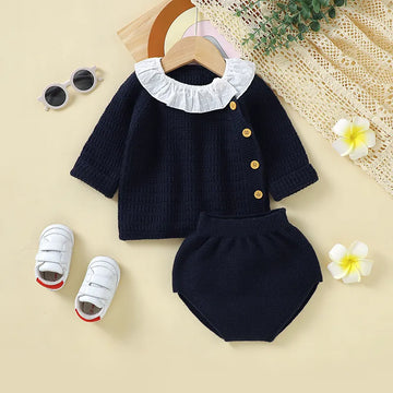 Winter Warm Baby Girls Clothes Sets Autumn Outerwear Newborn Infant Long Sleeves Knitted Sweaters Pullovers Tops+Bottoms Outfits
