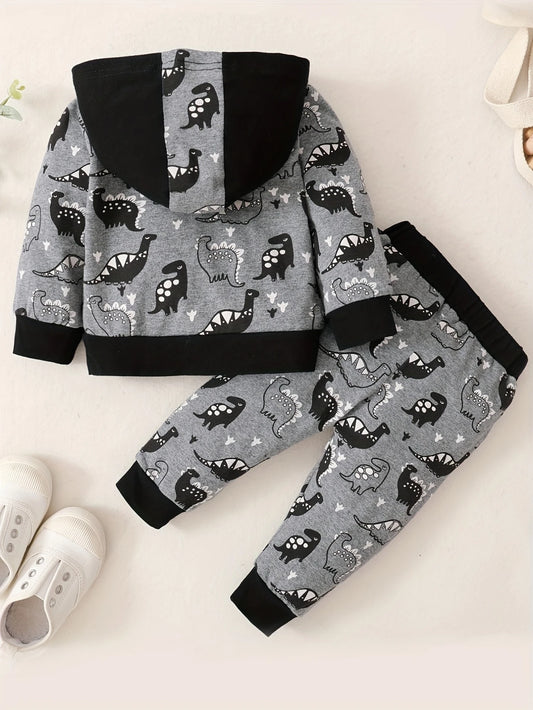 2PCS Baby Boy Clothes Cute Dinosaur DADDY'S BOY Print Long Sleeve Hoodie Pants Set Sweatsuit Casual Outfits For Fall Winter